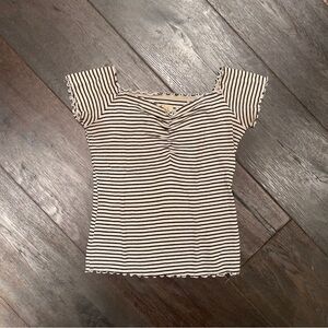 Hollister Black and White Striped Blouse